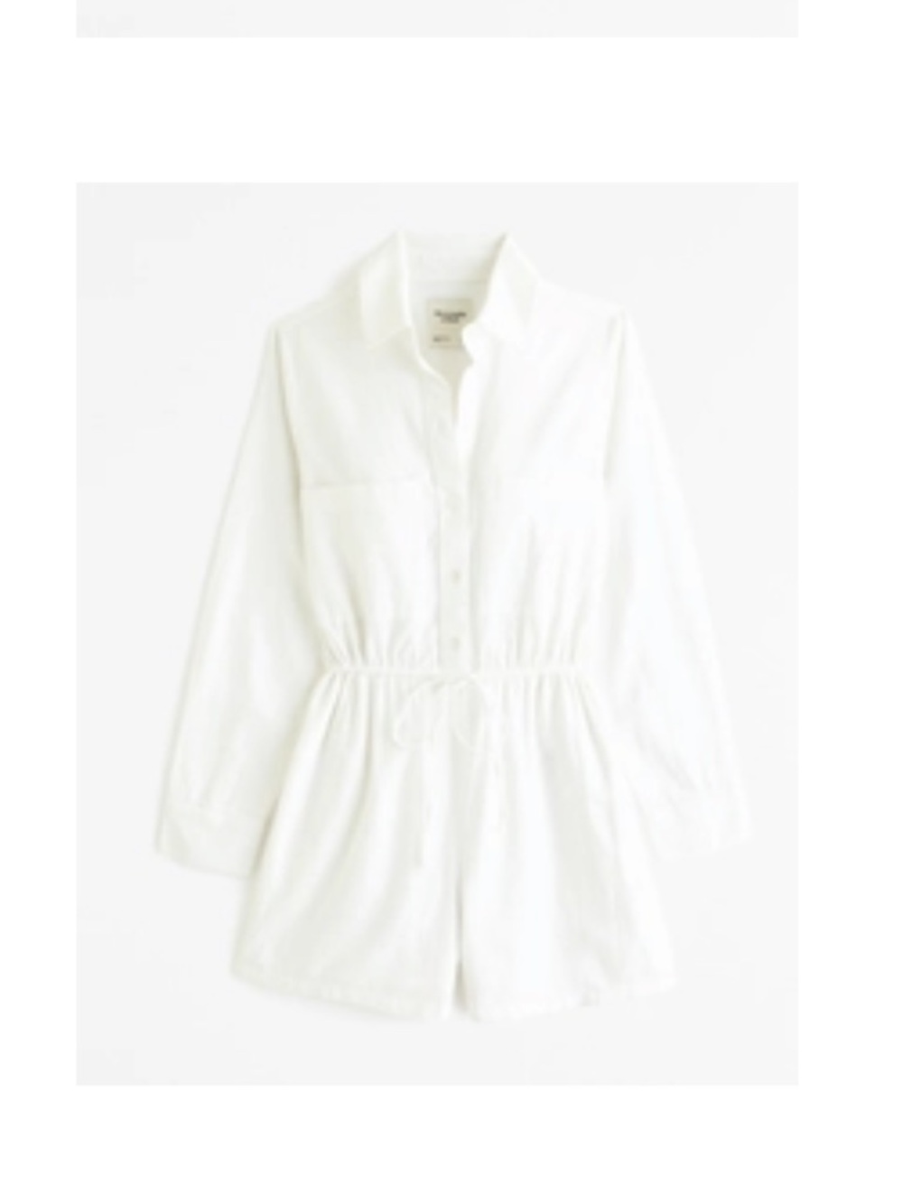 Abercrombie & Fitch Line White Button-Front Long Sleeve Romper